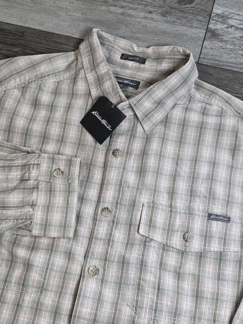 Eddie Bauer Mens Ripstop 100% Cotton Buttondown Longsleeve Short Sz XLT *NWT '14